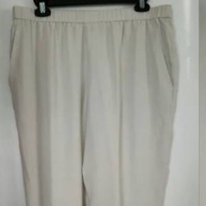 EILEEN FISHER Silk Georgette Crepe Pants Lined in Silk Bone Size PETITE PP